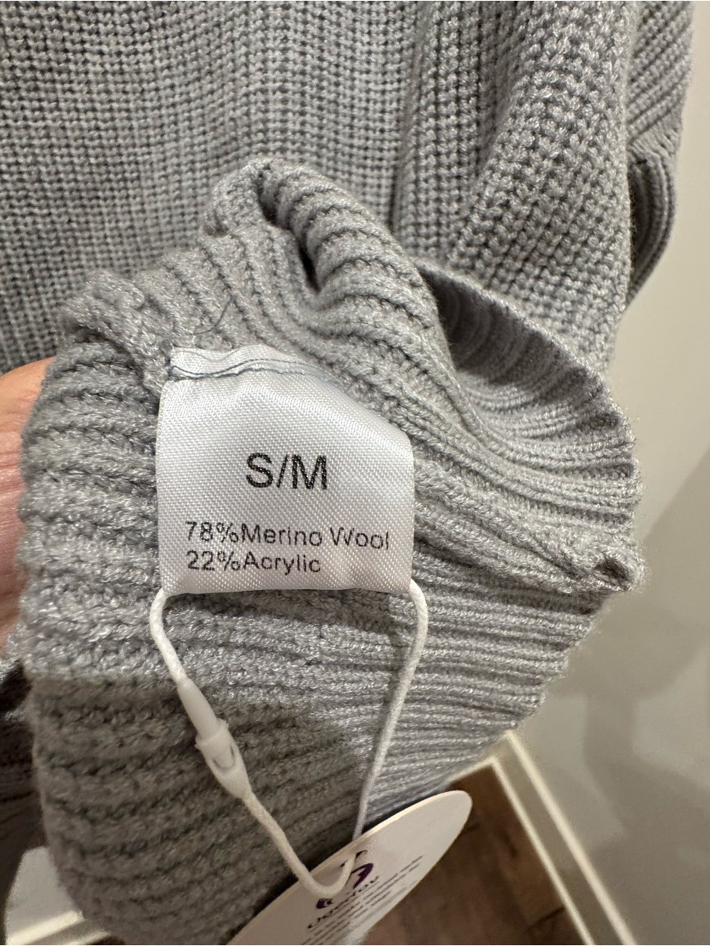 Relaxed Light Gray Ribbed Crewneck Sweater - Picture 7 of 9
